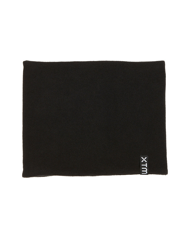 XTM Kids Microfleece X neck warmer in Black fleece with the XTM woven label