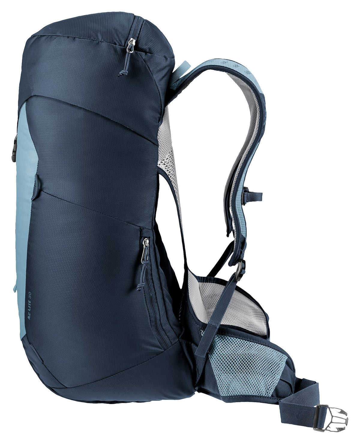 Deuter AC Lite 30 in Atlantic Ink, side view showing the slim side profile