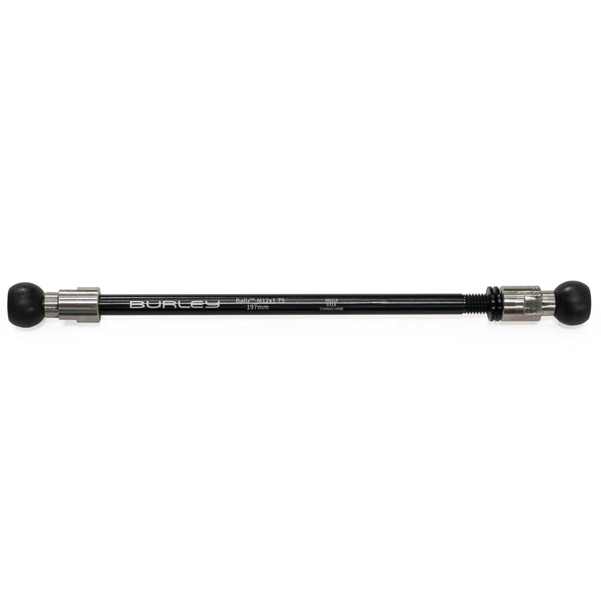 Burley thru axle printed Ballz M12x1.75 197mm, black shaft with black ball ends