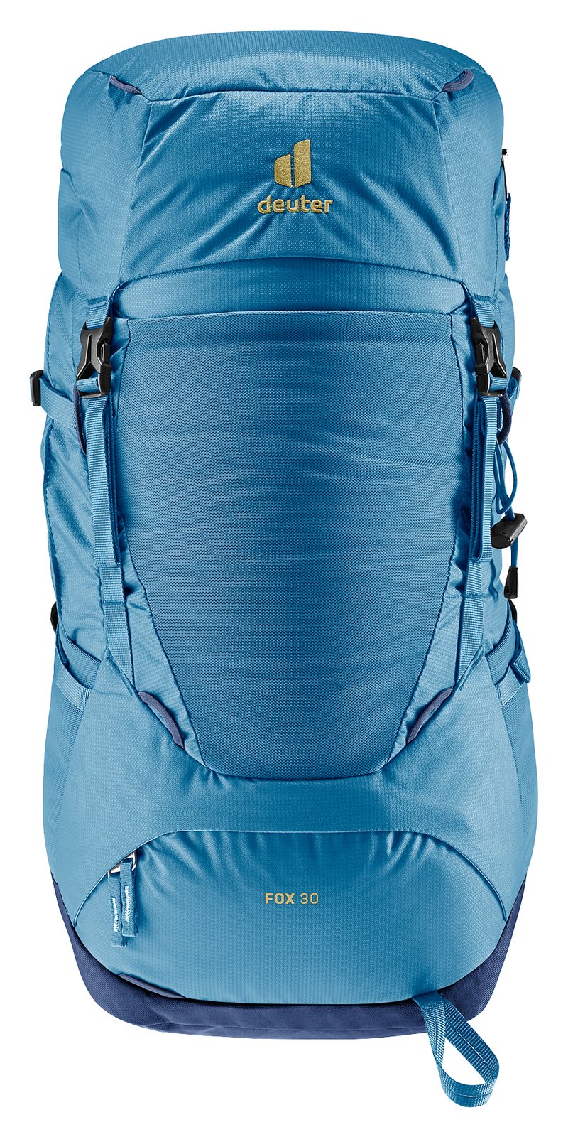 Deuter Fox 30 in Wave Nightblue, straight-on front view with bellows pocket