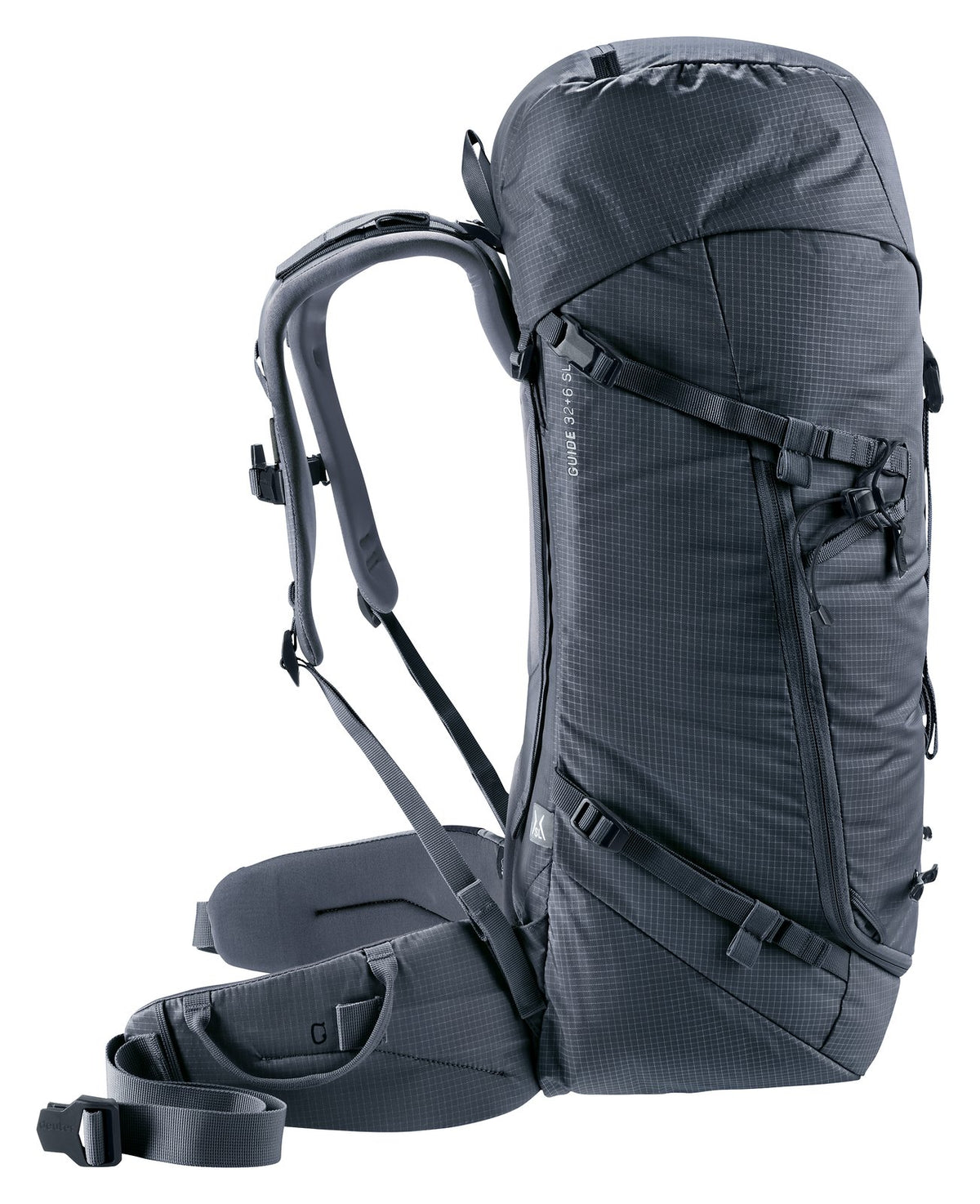 Deuter Guide 32+6 SL side profile with compression straps and narrow body