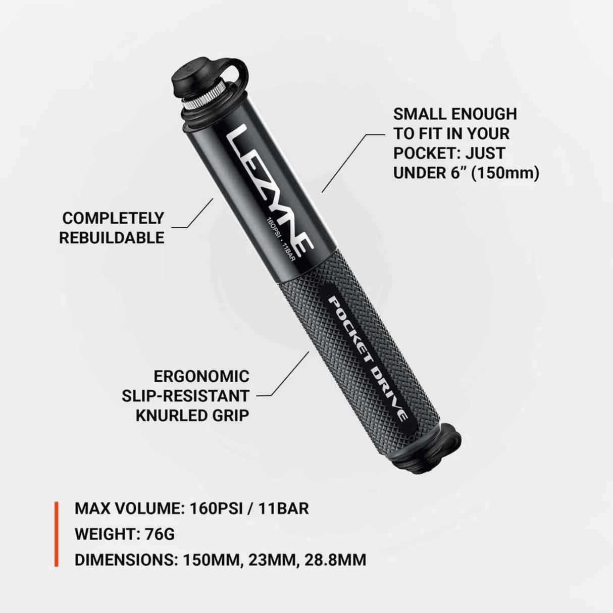 Lezyne Bicycle Pump Pocket Drive LZ1MPPKDRV104