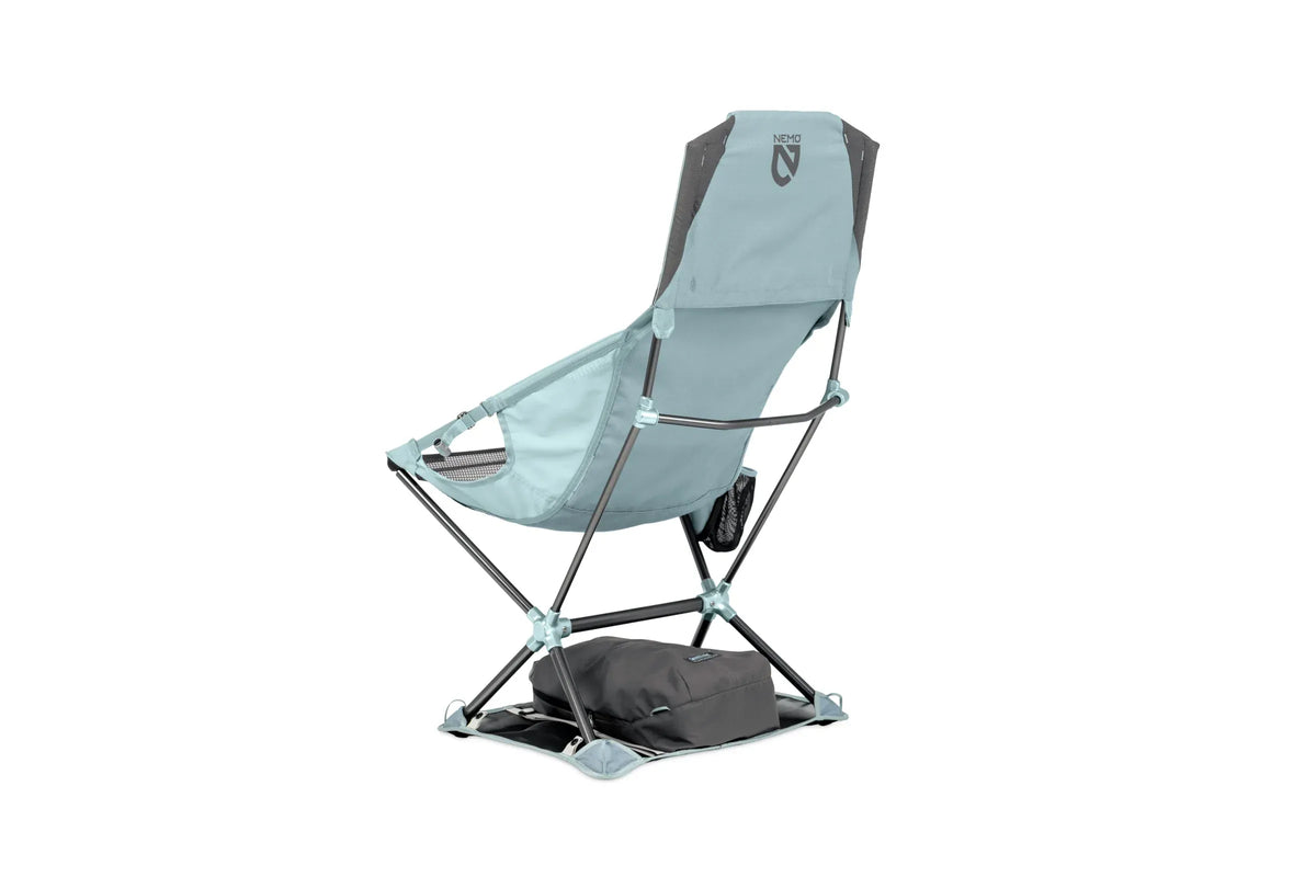 Back view of the Nemo Satellite chair in Arctic/Aquifer showing the high back and crossbar