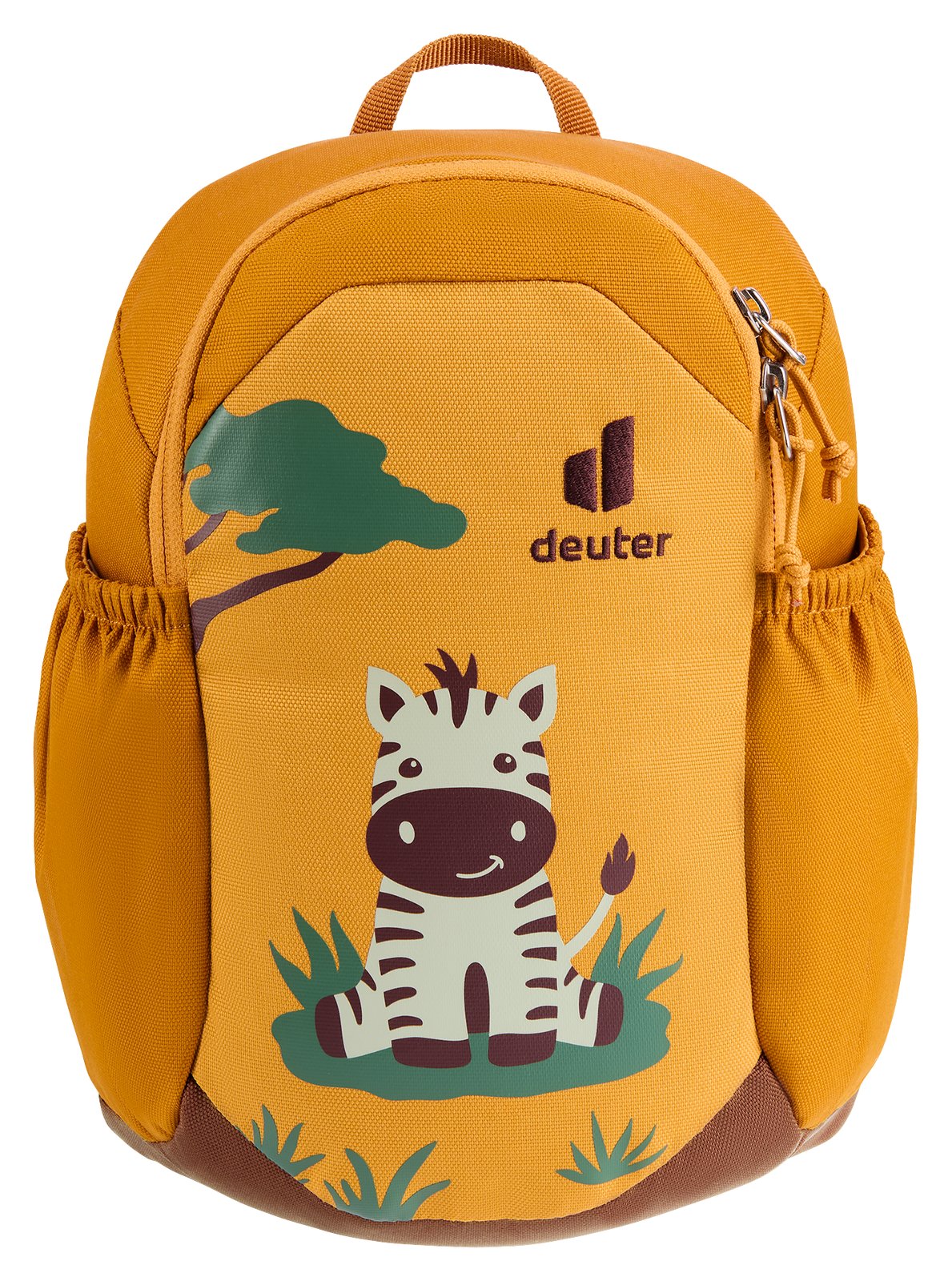Deuter Pico straight-on front view with zebra print and both side pockets