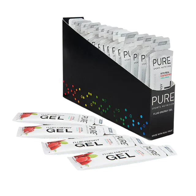 Puresport Energy Gel Box of 18 / Raspberry Caffeine 50g Fluid Energy Gel 50EGR-INNER