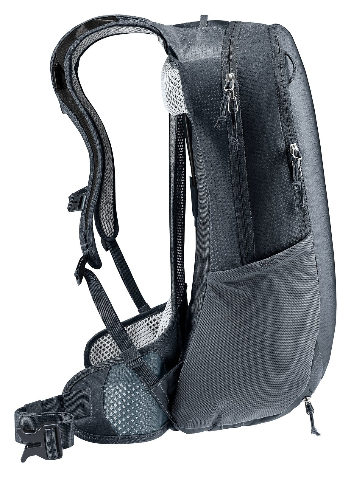 Deuter Race Air 10 side profile showing the gap behind the mesh back