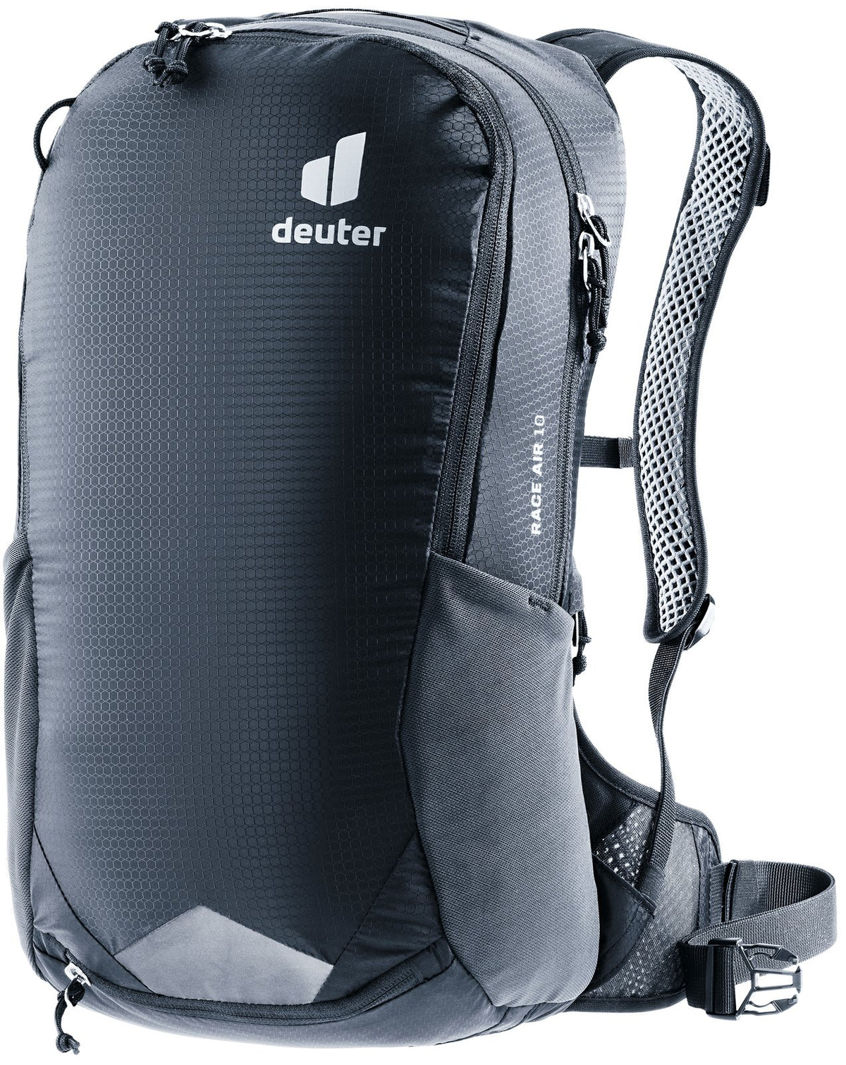 Deuter Race Air 10 bike backpack in Black, front three-quarter view