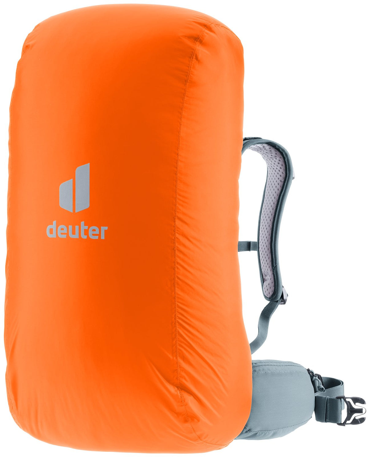 Deuter Raincover I in Koi orange fitted over a daypack