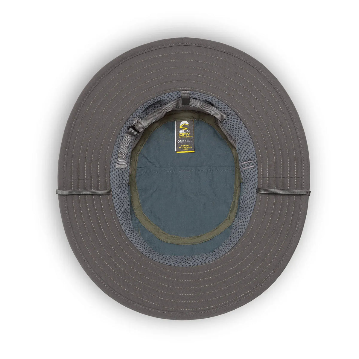 Underside of a Brushline Bucket showing the grey brim lining and interior sweatband