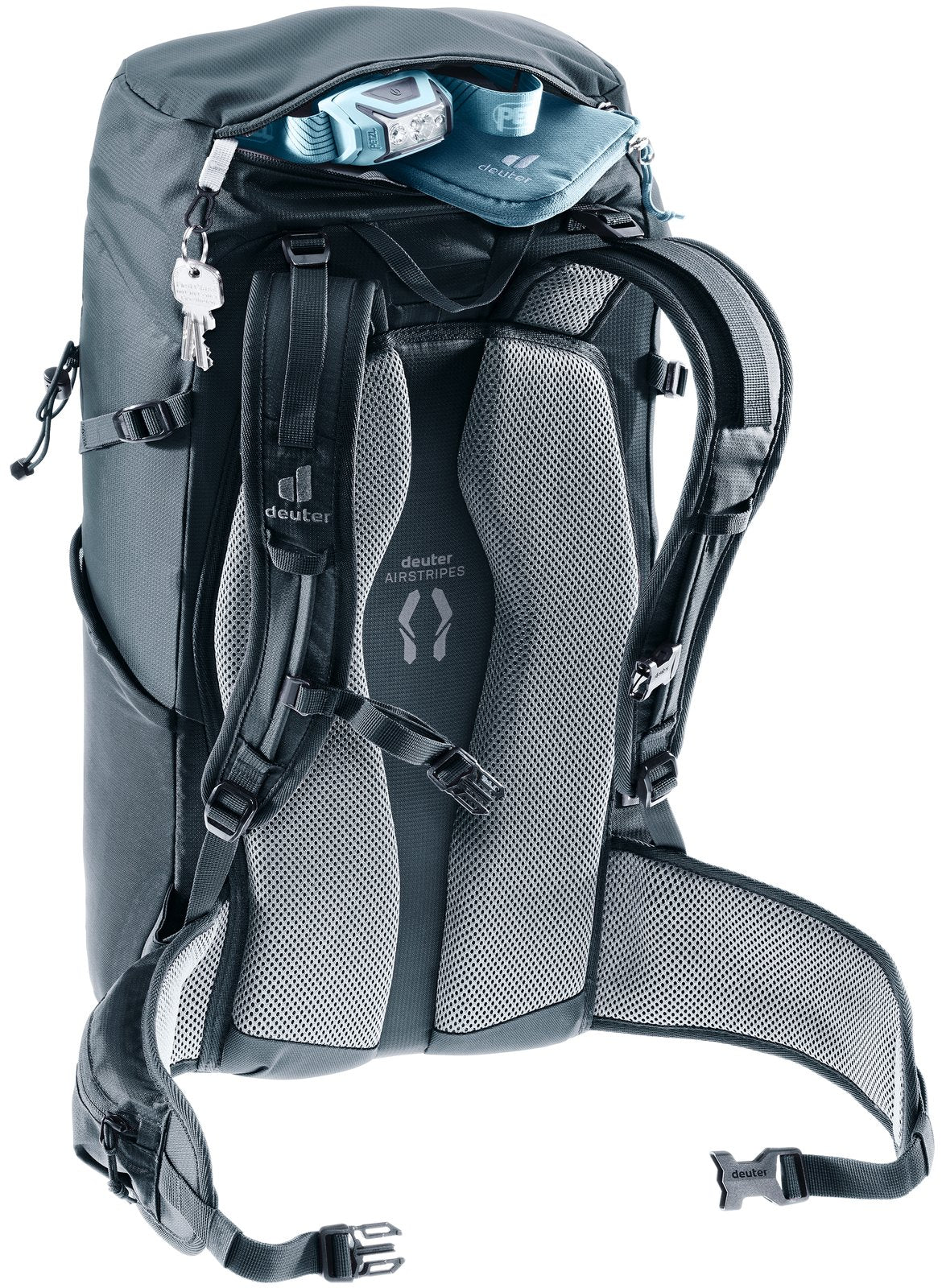 Deuter Telatie 24 SL with the lid open and gear in the top of the main compartment