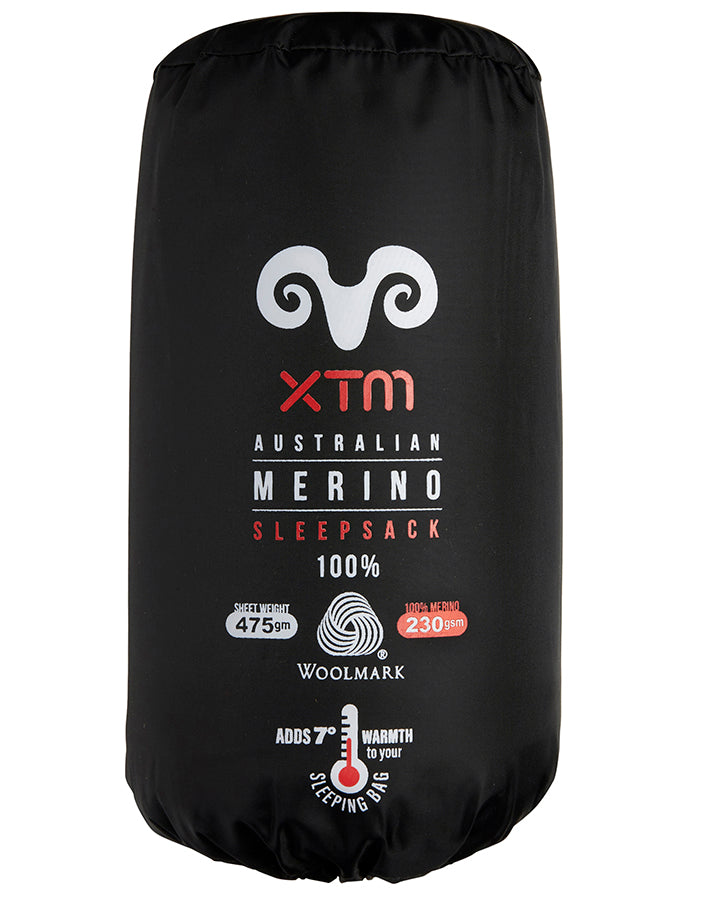 XTM Performance Sleeping Bag Black Dreamliner 230 Merino Wool Sleeping Bag Liner MU020-BLK