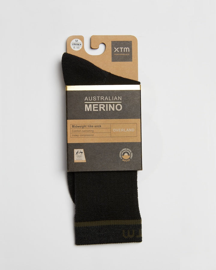 XTM Performance Unisex Hiking Socks Overland Mid-weight Merino Wool-Blend Hiking Sock