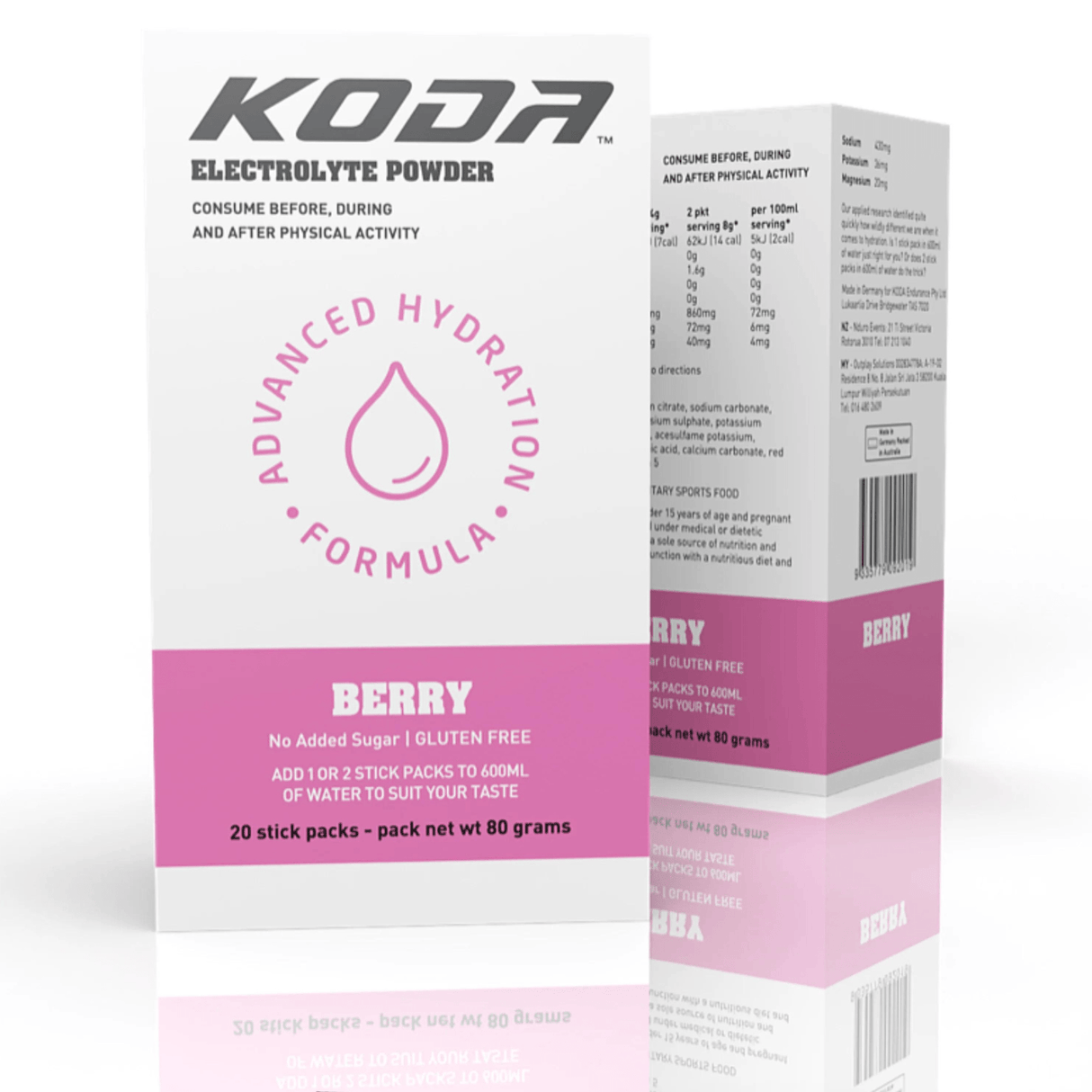 Koda Electrolyte Powders Box of 20 / Berry Koda Electrolyte Sticks BESDP