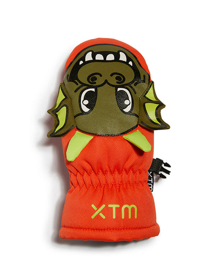 XTM Kids Puppet snow mitt in Dragon design, close-up of the dragon face and fins