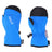 Pair of Bright Blue XTM Kids Tots II Snow Mitts, back and palm view with black tips