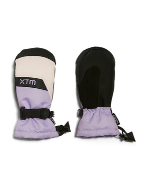 Pair of Seashell XTM Kids Zoom Snow Mittens, pale pink and lilac, back and palm view