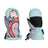Pair of XTM Totally Wild snow mitts in Galah design, mint and grey with a pink galah