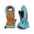 Pair of XTM Totally Wild toddler snow mitts in Bear design, one shown with the side zip open