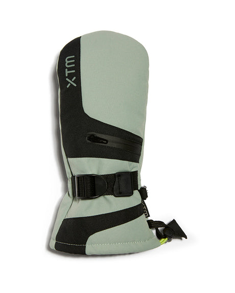 XTM Kids Miso II mitt in Sage, back of hand with heat pocket and barrel lock cuff