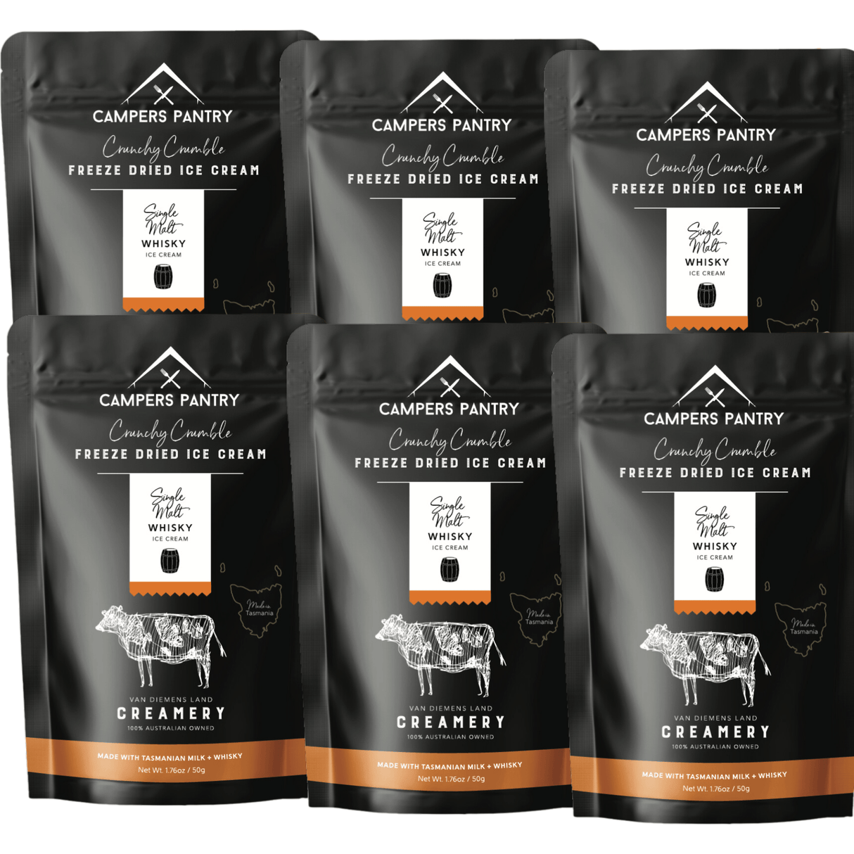 Campers Pantry Dehydrated Meals Box of 6 / Whisky Freeze-dried Ice Cream CPVDLCW5023P