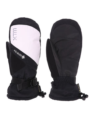 Pair of XTM Whistler II GORE-TEX mitts in White with black palm, cuff and wrist strap