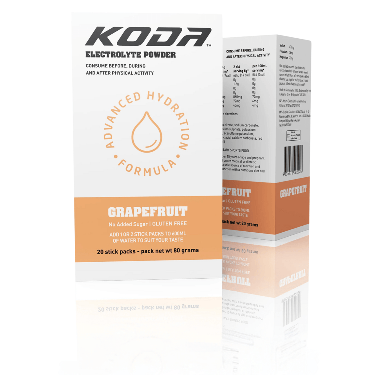 Koda Electrolyte Powders Box of 20 / Grapefruit Koda Electrolyte Sticks GESDP