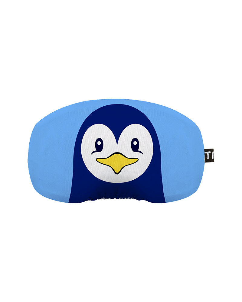 Light blue XTM goggle protector printed with a cartoon penguin face