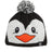 Penguin XTM Kids Zoolander beanie in black and white knit with orange beak and grey and white pom pom