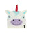White Unicorn XTM Kids Zoolander beanie, white knit face with red horn, aqua ears and lilac muzzle