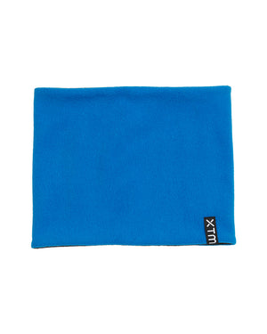 XTM Kids Microfleece X neck gaiter in French Blue bright blue fleece, laid flat