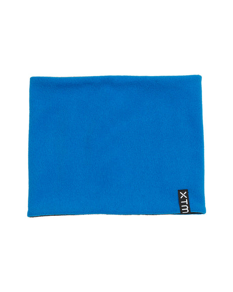 XTM Kids Microfleece X neck gaiter in French Blue bright blue fleece, laid flat