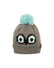 Owl XTM Kids Jumble beanie in grey knit with large owl eyes and an aqua pom pom on top