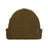 Kalamata XTM Kids Slushy Beanie, olive brown rib knit with roll-up hem and woven XTM label