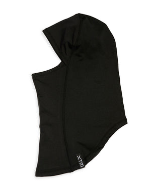 XTM Kids Blindside balaclava in Black, side view showing the face opening and woven XTM label