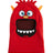 XTM Kids Gremlin II balaclava in Red with orange horns, red fleece tufts and a big toothy monster mouth