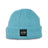 Retro Blue XTM Kids Crackerjack Beanie, sky blue rib knit with roll-up hem and black woven badge