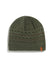 Kalamata XTM Men's August fleece-lined beanie, olive knit with dark patterned bands and leather label