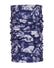 XTM Tempo neck tube in Flowerfields, deep navy with a white and lilac floral print, standing upright