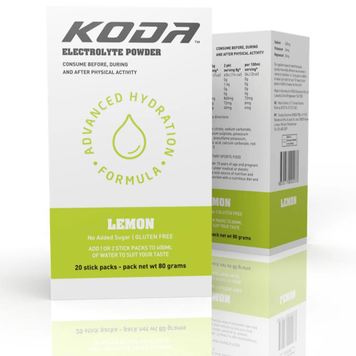 Koda Electrolyte Powders Box of 20 / Lemon Koda Electrolyte Sticks LESDP