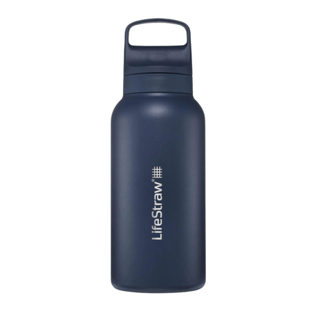 LifeStraw Water Bottle 1 L / Aegean Sea Go 2.0 Stainless Steel Water Filter Bottle LGV41SASWW