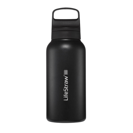 LifeStraw Water Bottle 1 L / Black Go 2.0 Stainless Steel Water Filter Bottle LGV41SBKWW