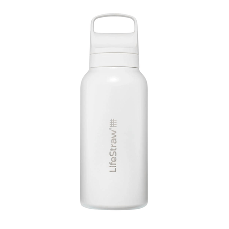 LifeStraw Water Bottle 1 L / White Go 2.0 Stainless Steel Water Filter Bottle LGV41SWHWW
