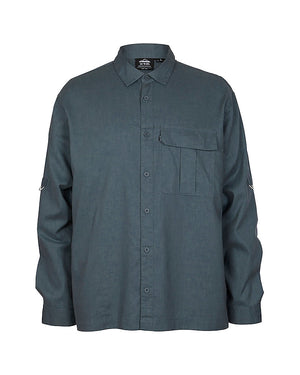 XTM Messmate men's hemp blend long sleeve shirt in Basalt on its own, front view
