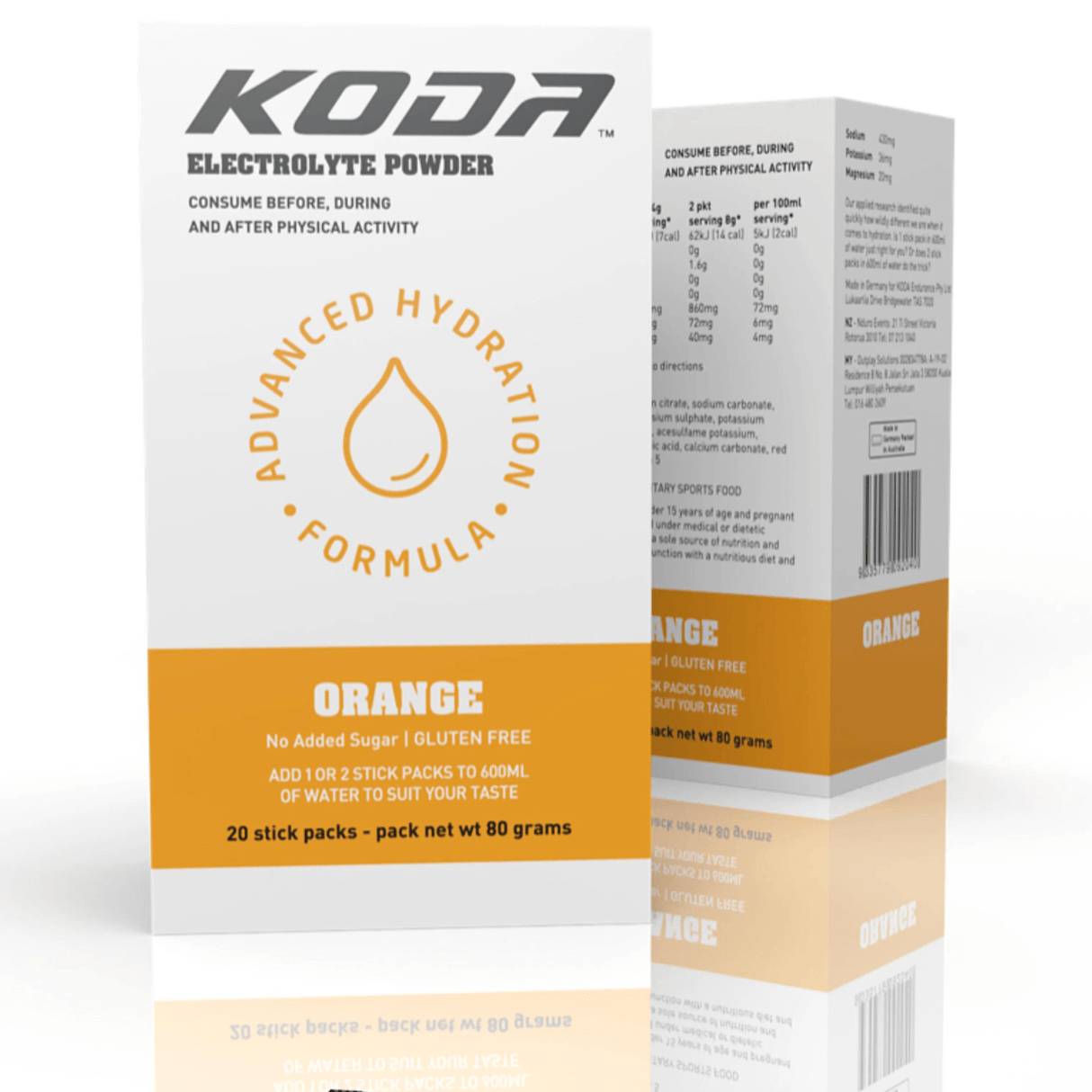 Koda Electrolyte Powders Box of 20 / Orange Koda Electrolyte Sticks OESDP