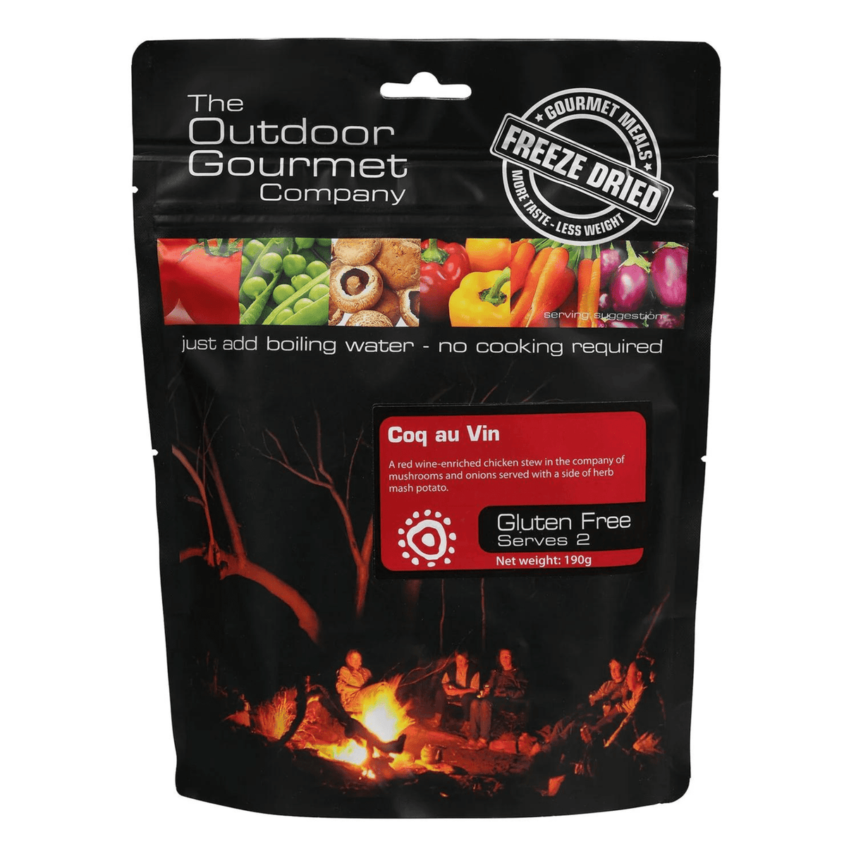 The Outdoor Gourmet Company Dehydrated Meals 2 Serves / Coq Au Vin Freeze-dried Gourmet Meals OGC202