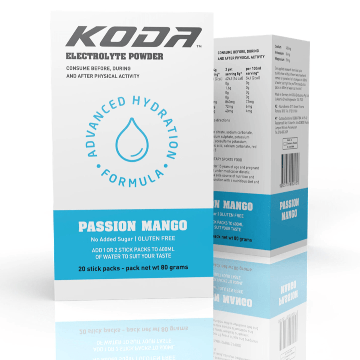 Koda Electrolyte Powders Box of 20 / Mango Passion Koda Electrolyte Sticks PMESDP