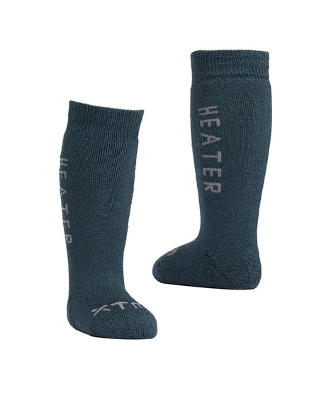 Pair of XTM Heater Babies thick Merino socks in Ocean blue-grey with HEATER down the leg