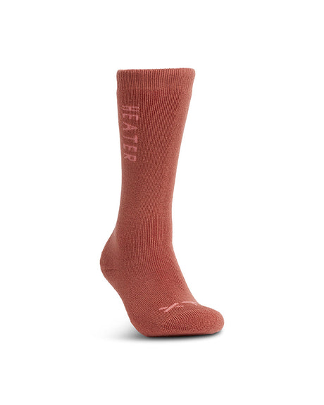 XTM Kids Heater sock in Dusty Pink, side view showing the thick knit
