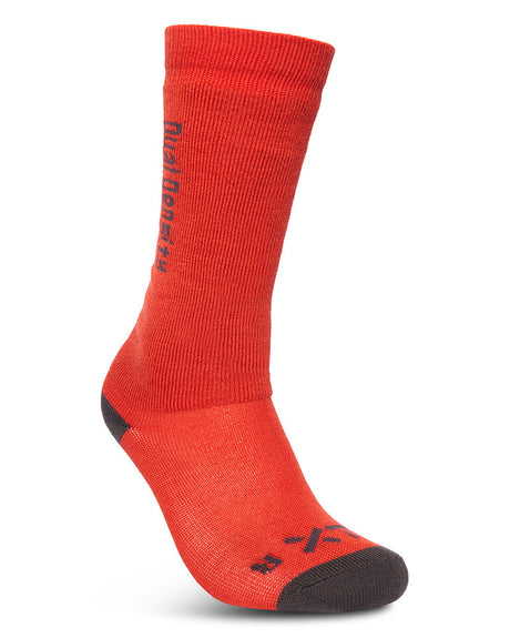 XTM Kids Dual Density Merino blend sock in Lava, side view with the logo down the leg