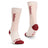 Pair of XTM Kids Dual Density snow socks in Soft Pink with burgundy heel and toe